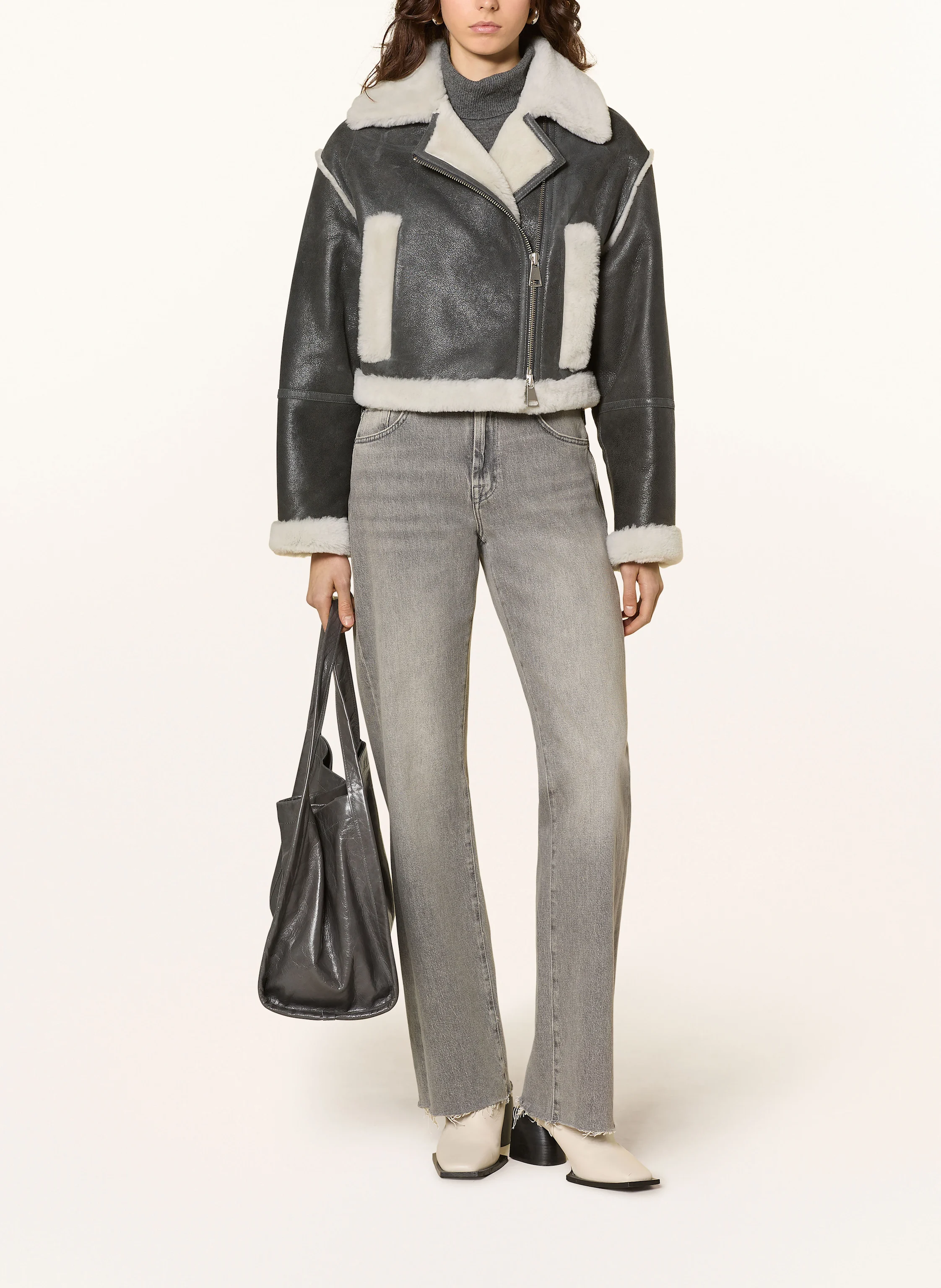 MRS & HUGS Cropped-Lederjacke
