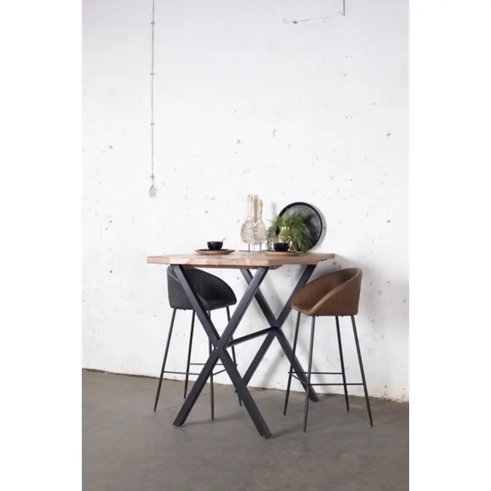 Barstoel Zwart Kunstleder - 46x50x92 - Barstoel Amira - Set van 2