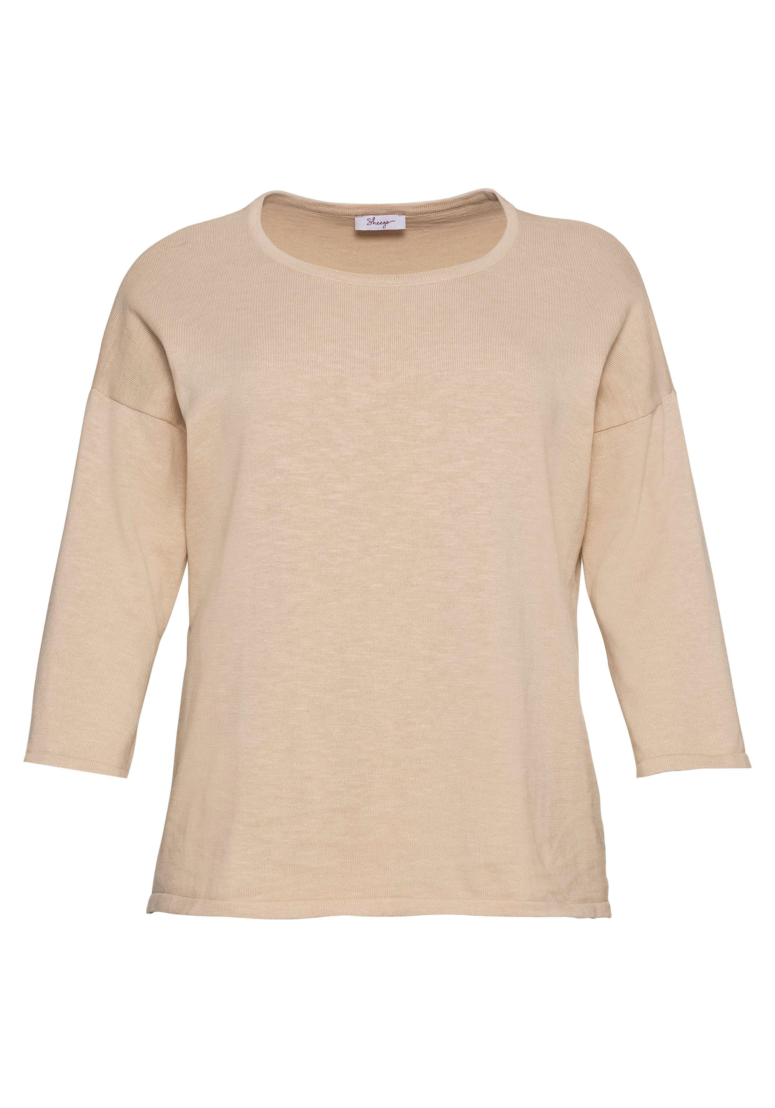 Pullover mit 7/8-Trompetenärmeln, aus Flammgarn