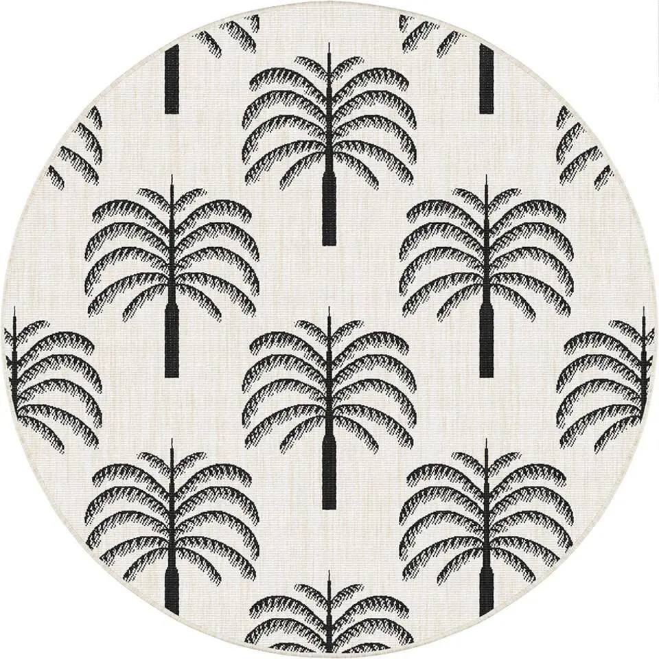 Interieur05 rond buitenkleed zwart/wit Oase - 200 x 200 cm