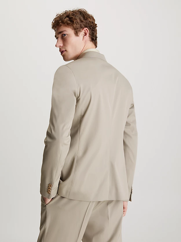 Blazer slim em mistura de lã