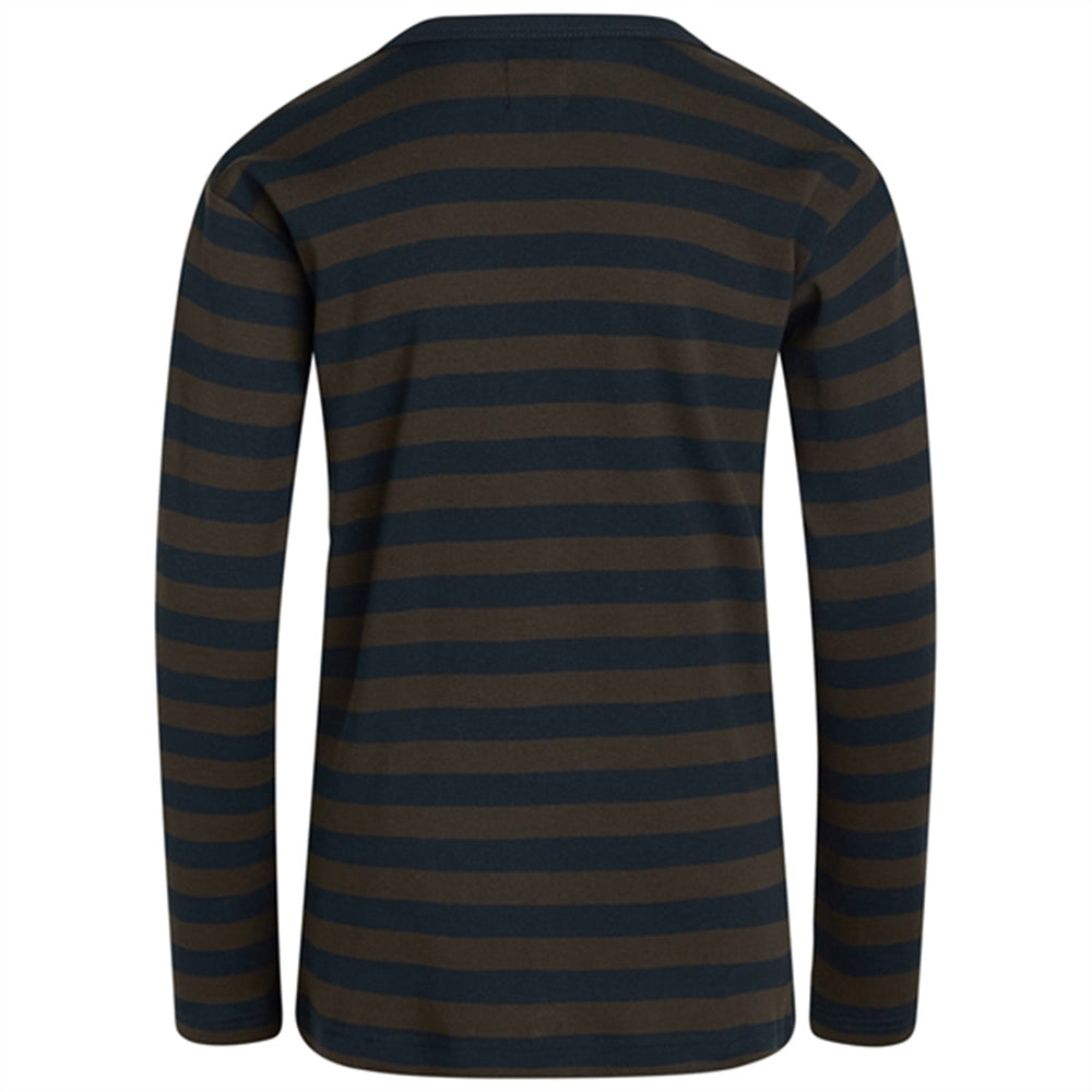 Black Coffee/Sky Captain Midi Rib Tobino Bluse