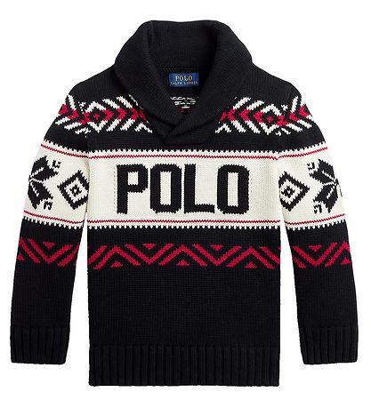 Polo Ralph Lauren Bluse - Strik - Holiday - Sort/Hvid m. R?d