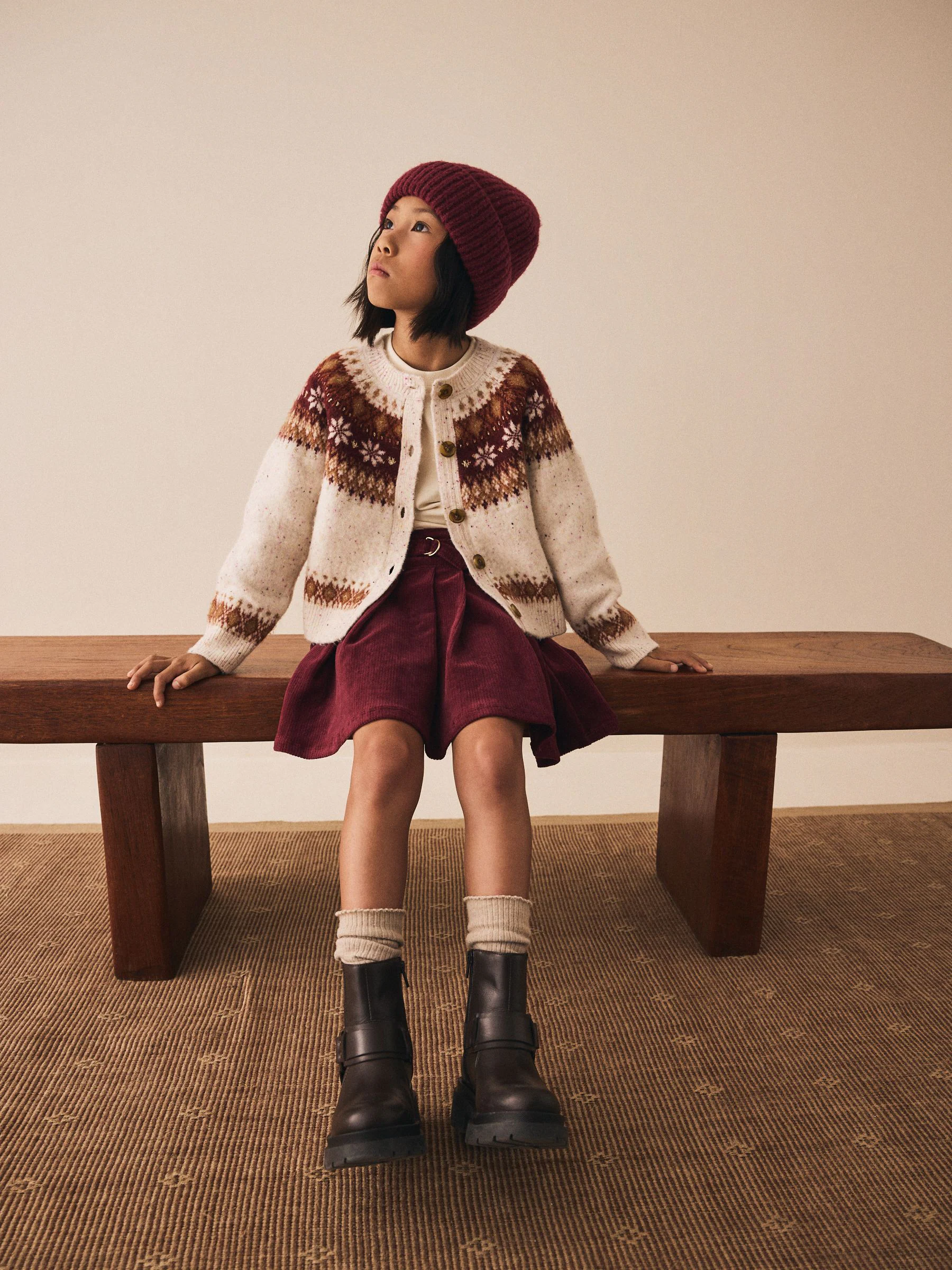 Ecru - Snowflake Fairisle vest (3-16jaar)