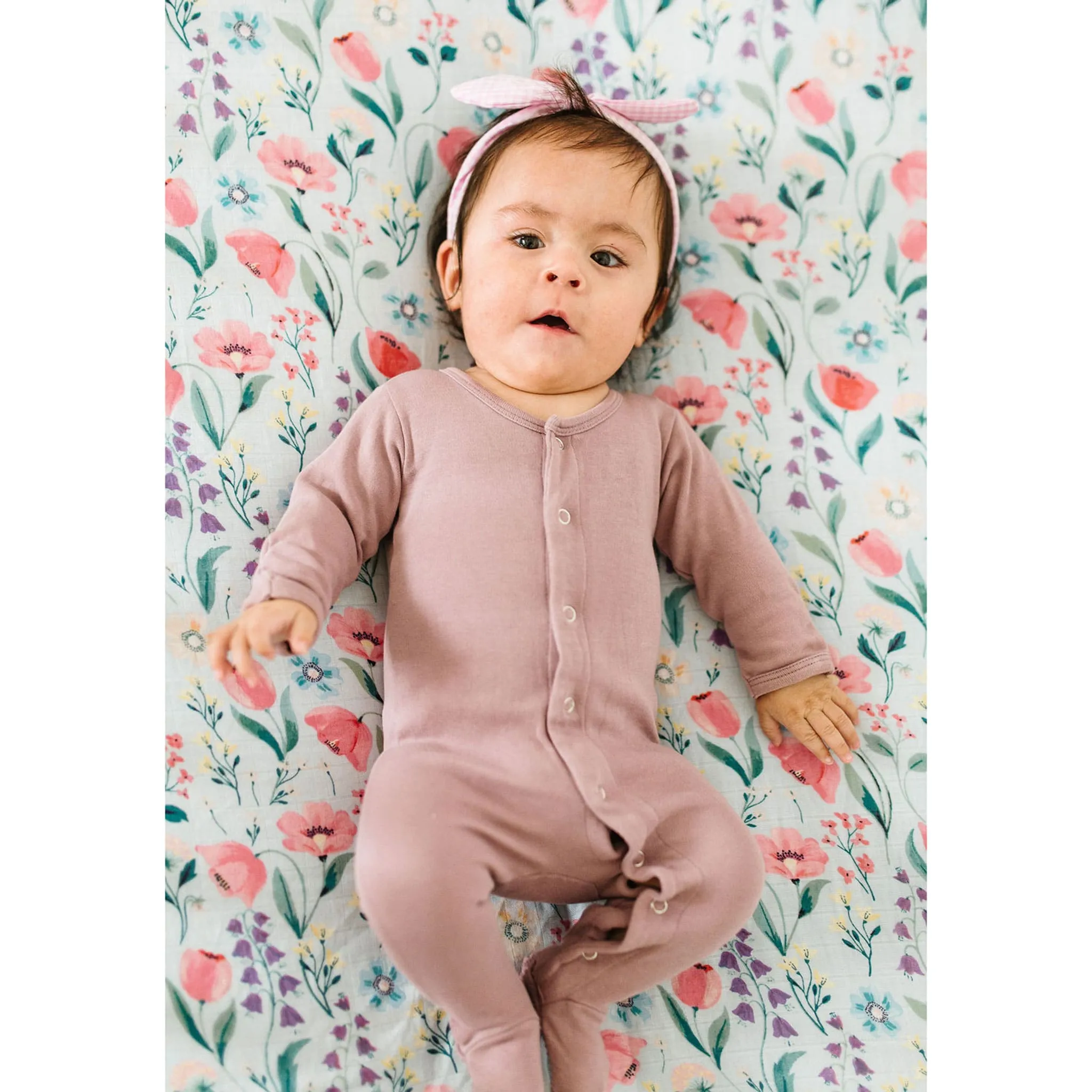 Loulou Lollipop Drap Contour pour Lit de Bébé - Mousseline Bambou Jacinthe