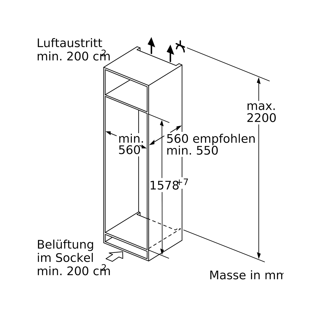 Siemens KI72LADE0H Einbau-Kühlschrank 248 Liter