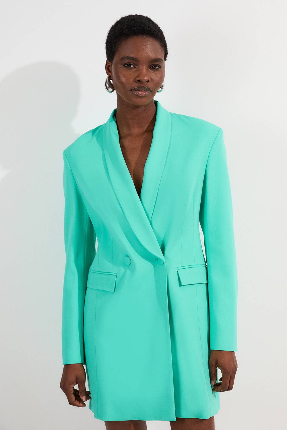 KarenMillen Robe mini blazer ajustée à double boutonnage avec détail cinché