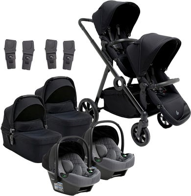 Beemoo Pro Multi 2 Tvillingvogn inkl. Route i-Size Babybilstol, Coffee Black/Mineral Grey