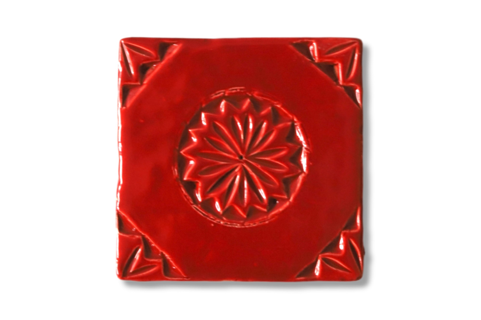 Kachel 'Ornement Rouge', rot, T 10 cm, B 10 cm von fischer's lagerhaus