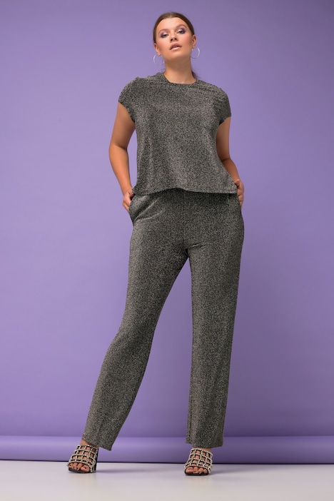 Hose, Wide Legs, Metallic-Glitter, Elastikbund
