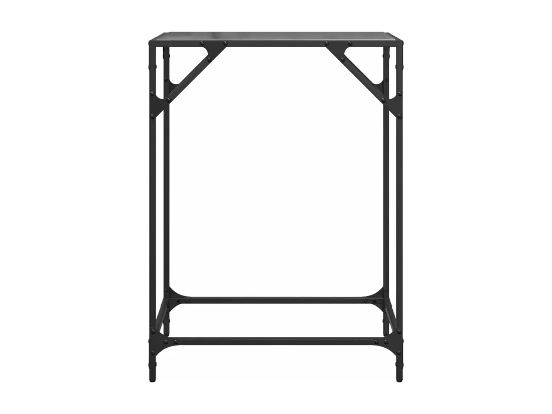 Table console avec dessus en verre noir 60x35x81 cm acier