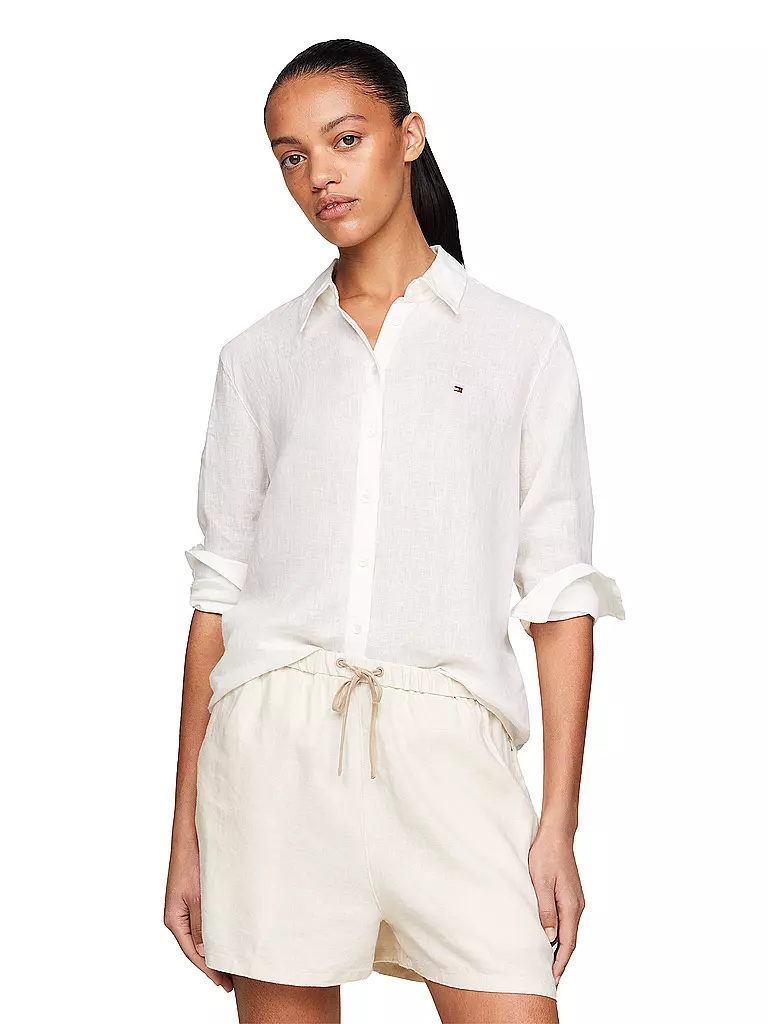 TOMMY HILFIGER Leinenbluse weiss