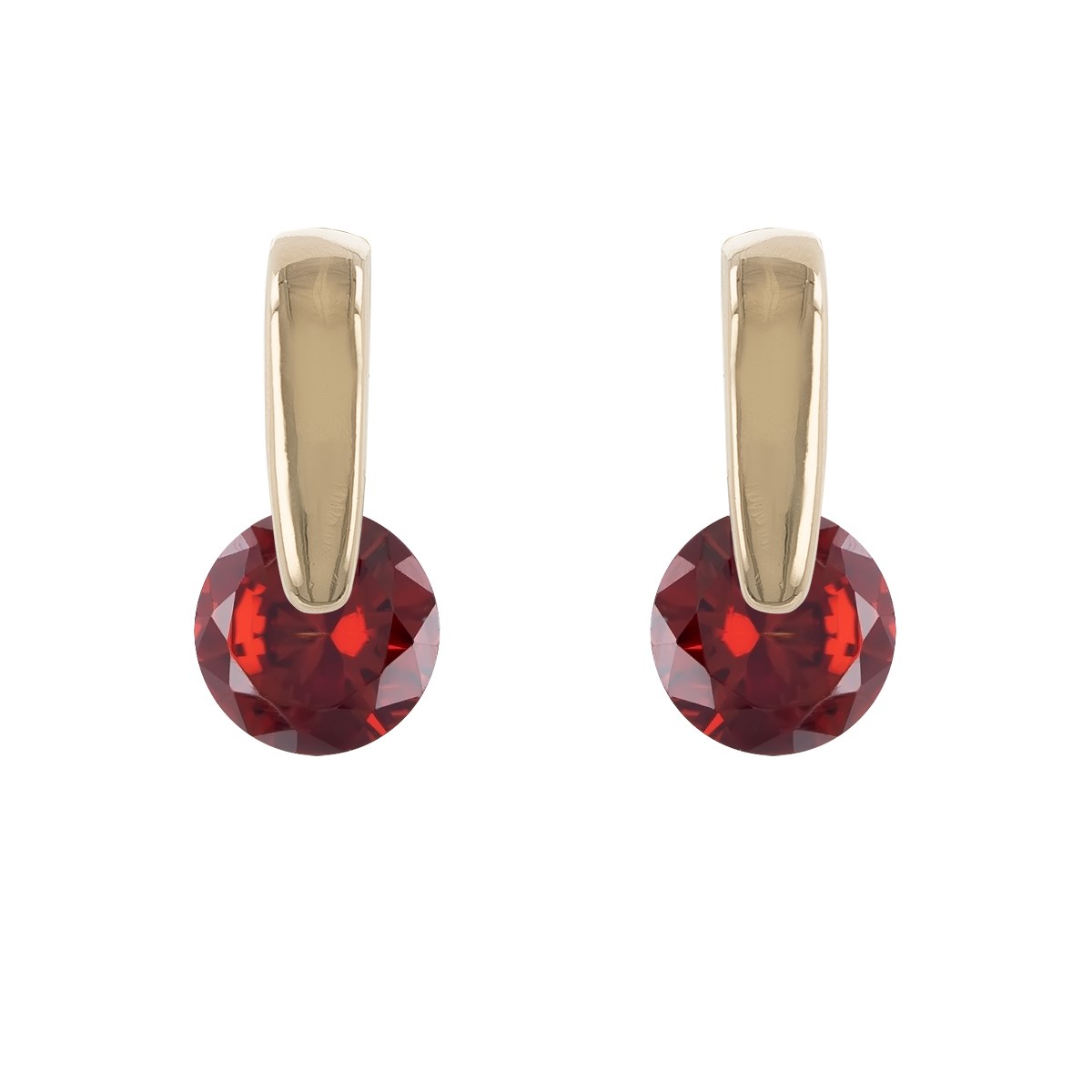 Boucles d'oreilles plaqué or grenat synthétique forme ronde