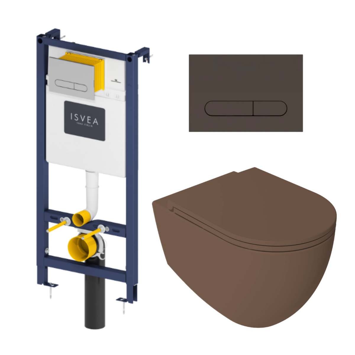 Isvea Durezza met Isvea Infinity randloos toilet taupe mat en softclose zitting