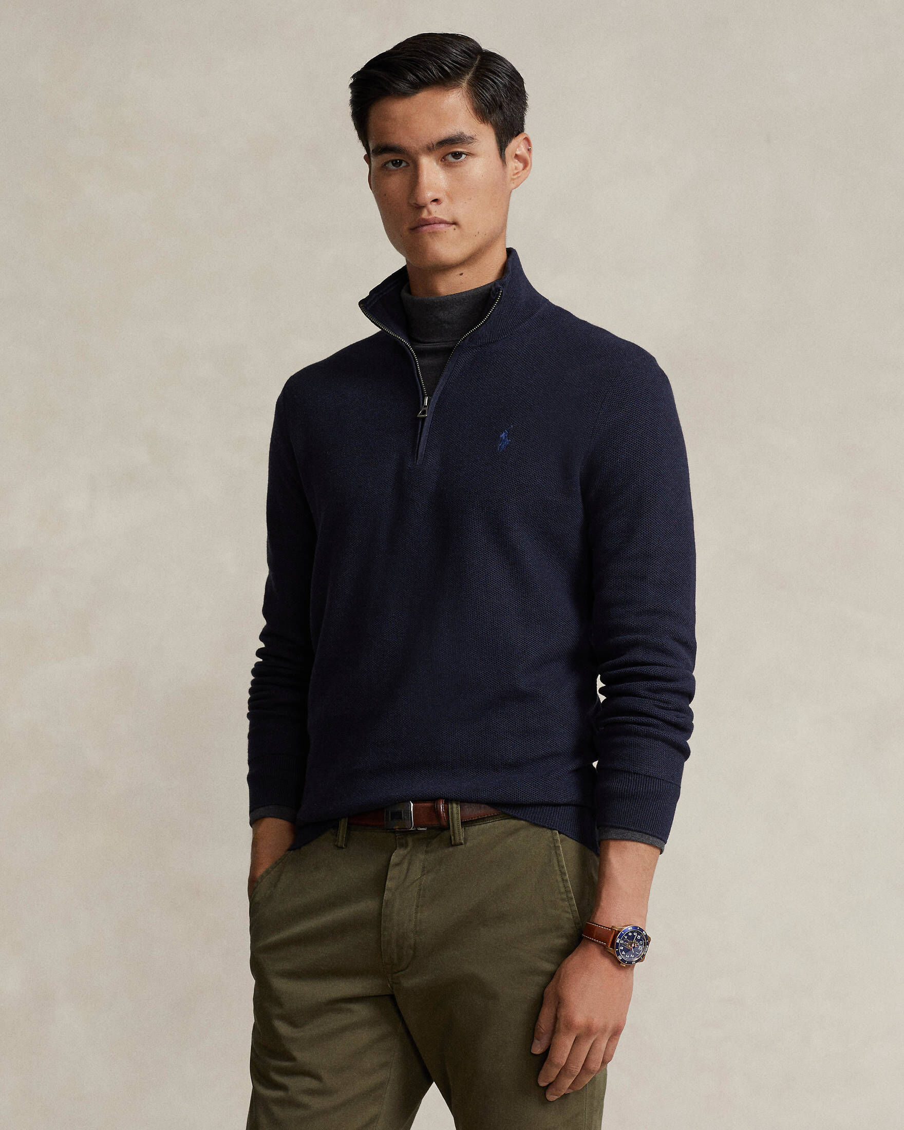 Polo Ralph Lauren| Herren Strickpullover aus Baumwolle mit Troyerkragen