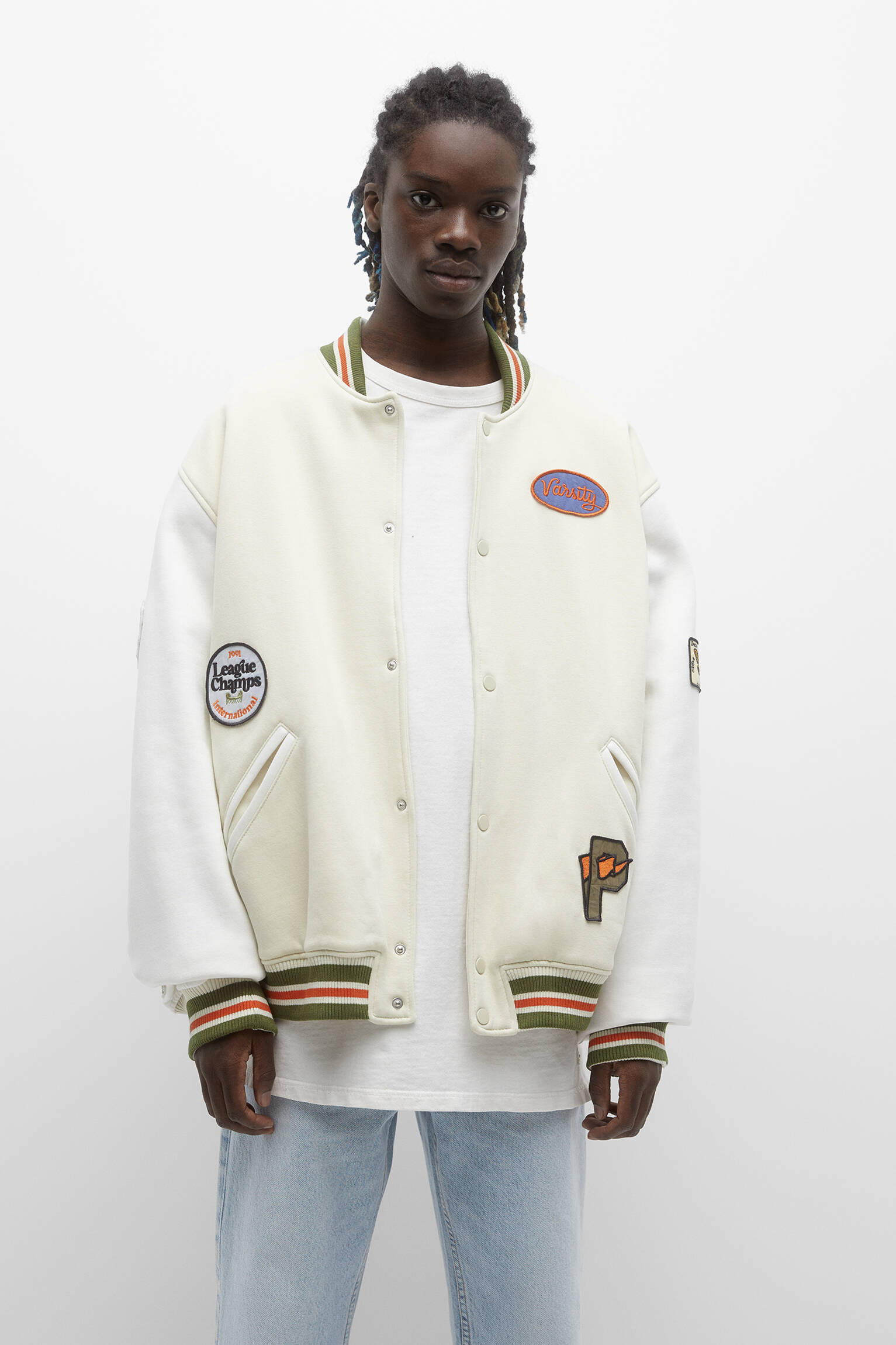 PATCHES DE BENGALA BRANCA BOMBER - OFF WHITE