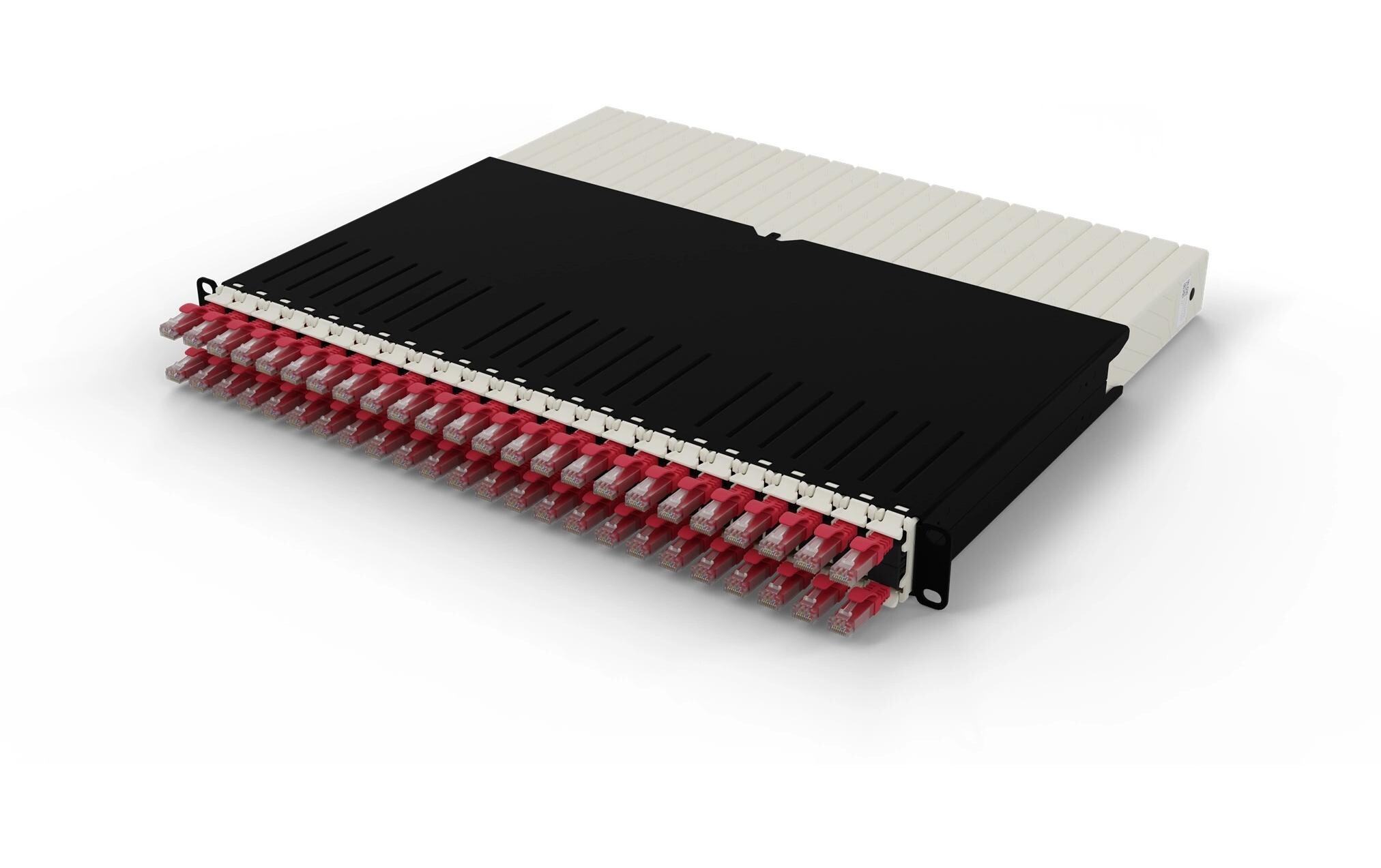 patchbox.one / 8RU / Cat 6A, UTP, 0.8 m, Rot<br>All-in-One Lösung für Ordnung im Netzwerkschrank