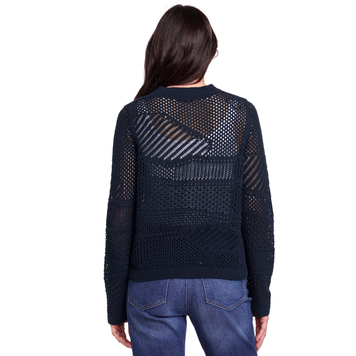 Gina Benotti Damen Strickjacke mit Ajourmuster dunkelblau