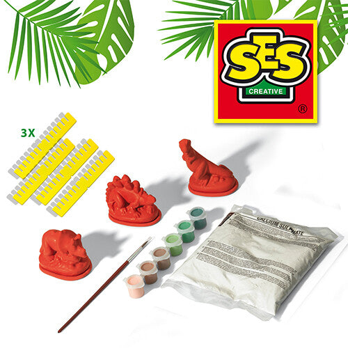 Ses creative gips- en verfpakket - dino's - 3st