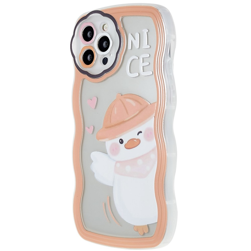 iPhone 12 Pro Gummi Hülle Air Cushion Fallschutz Kinder Design - Nice (Rosa / Weiss)
