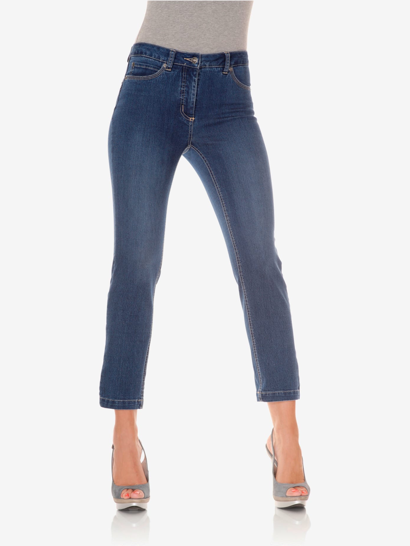 Jeans effet ventre plat longueur 7/8