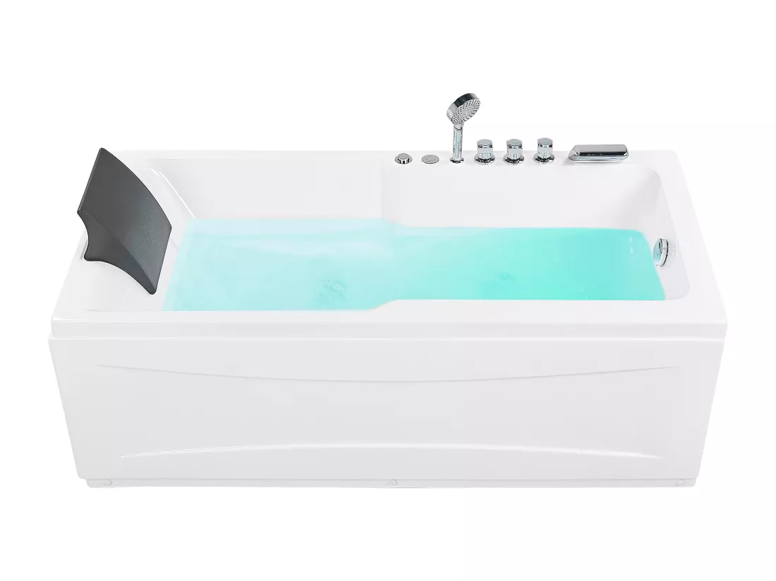 Baignoire balnéo angle droite blanche 169 x 81 cm ARTEMISA