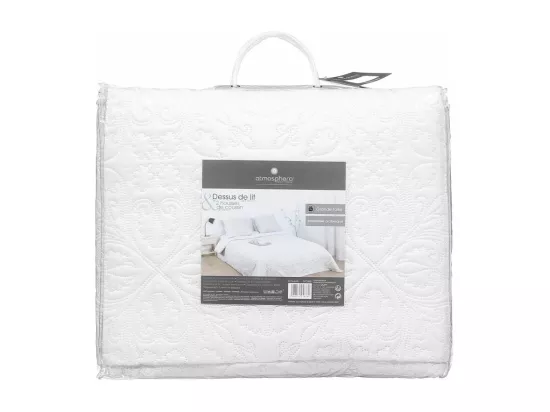 Dessus de lit Ivoire motif Arabesque 240 x 260 avec 2 Taies