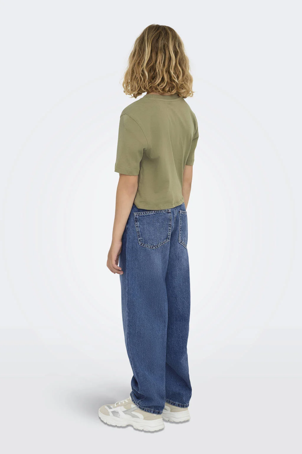 KIDS ONLY GIRL high waist straight leg jeans medium blue denim
