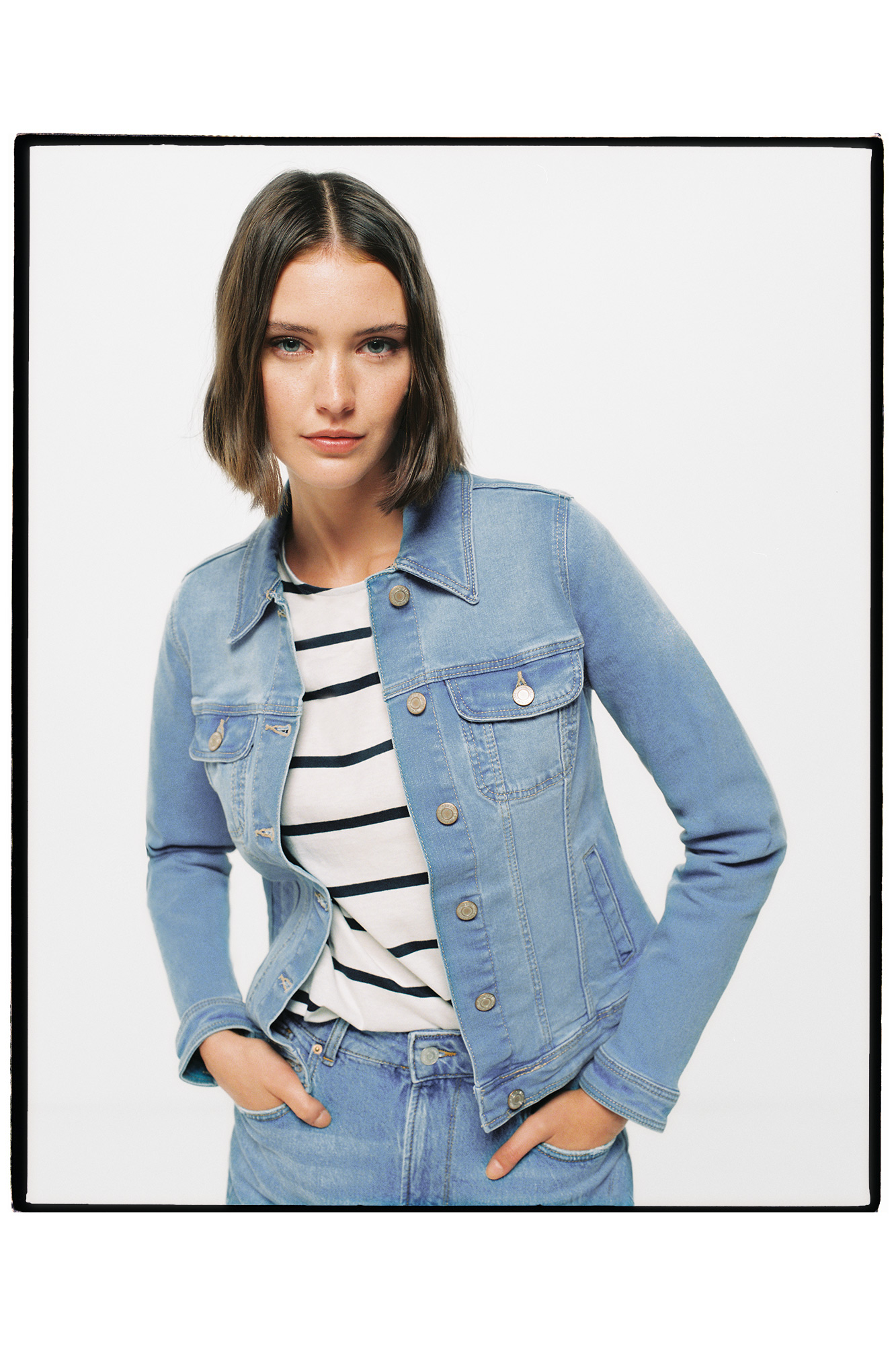 Jaqueta jeans de algodão