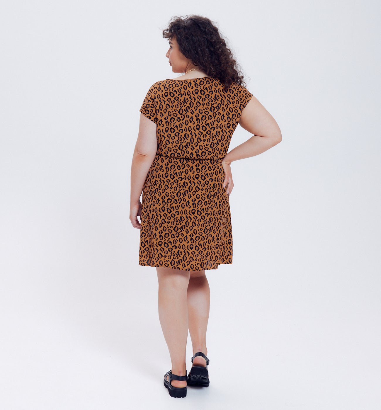 Robe courte imprimé léopard - Imprimé marron