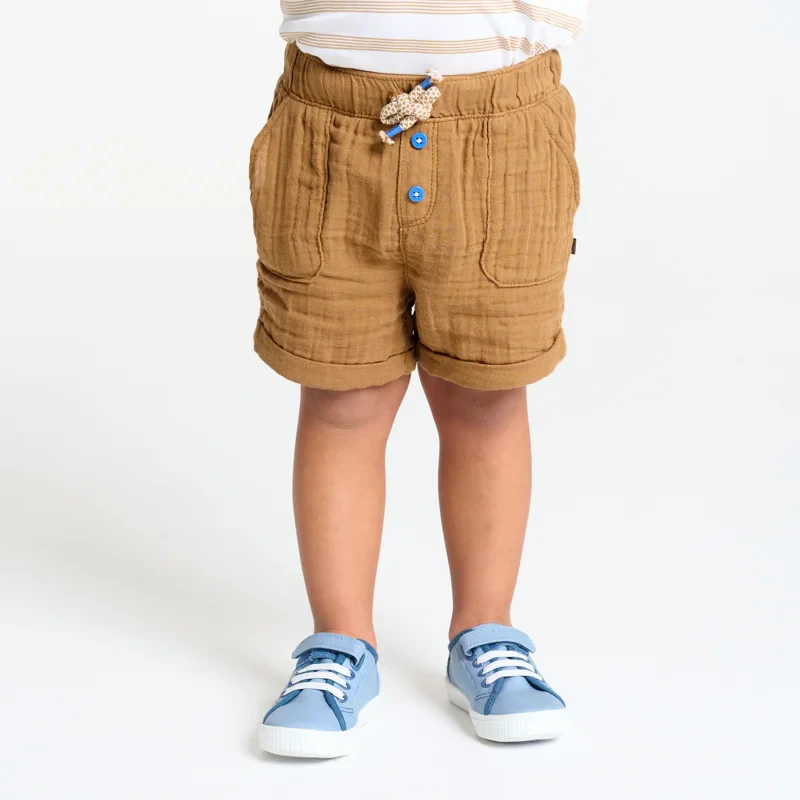 Short coton léger gaufré marron bébé garçon Marron