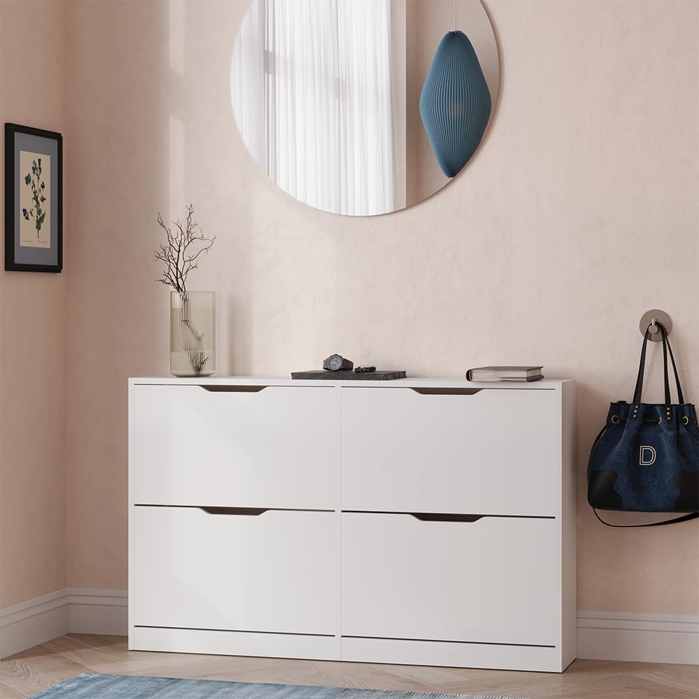 Vicco Schuhkipper Luca, Weiß, 116.6 x 72.5 cm mit 4 Fächern