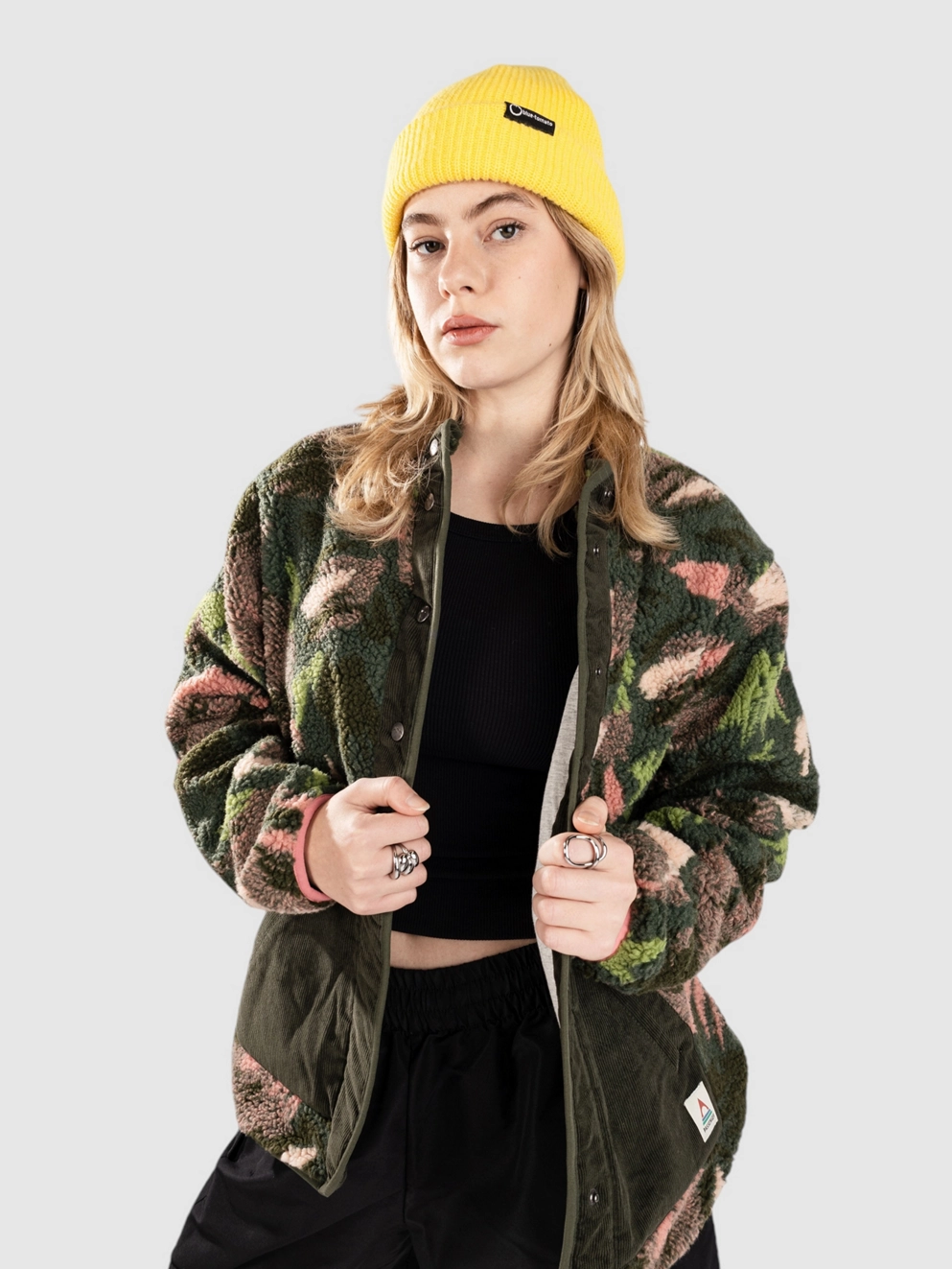 Passenger Clover 2.0 Recycled Fleece Sherpa Jacket abstract mountain fir tre