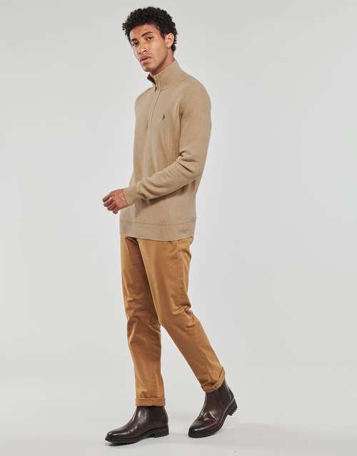 Polo Ralph Lauren - PULL DEMI ZIP EN COTON TEXTURE Camel