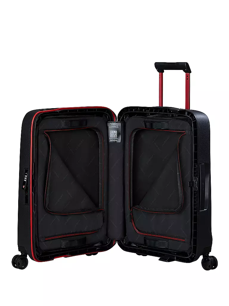 SAMSONITE Trolley ESSENS SPINNER 55cm charcoal/red  schwarz