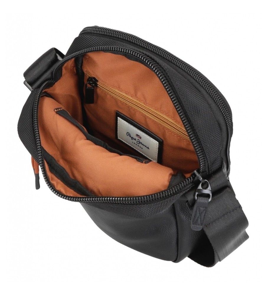 Bolsa de ombro Pepe Jeans Egham com dois compartimentos, preta