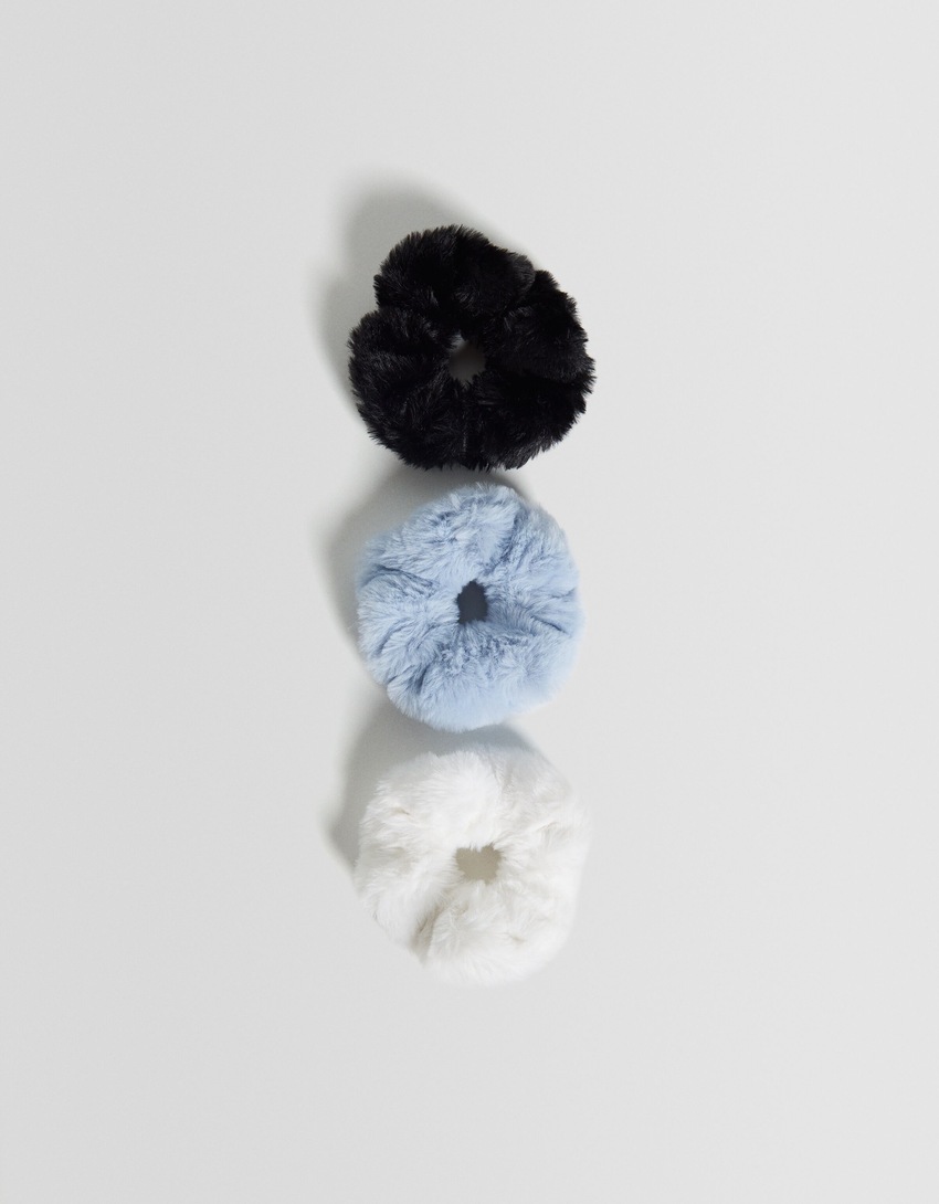 Conjunto de 3 scrunchies de pele sintética