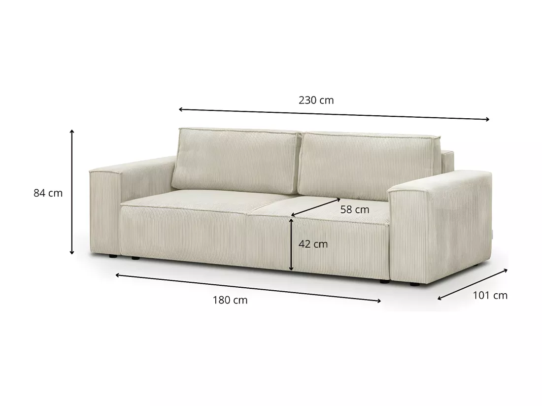 Canapé modulable 3 places en velours côtelé beige - Harper Mod
