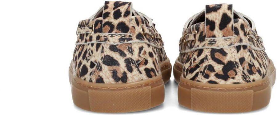 PS Poelman Silk suède bootschoenen met panterprint beige bruin zwart