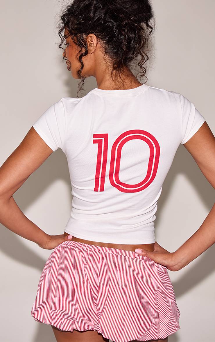 Rouge Short Bouffant À Rayures Avec Cordon De Serrage