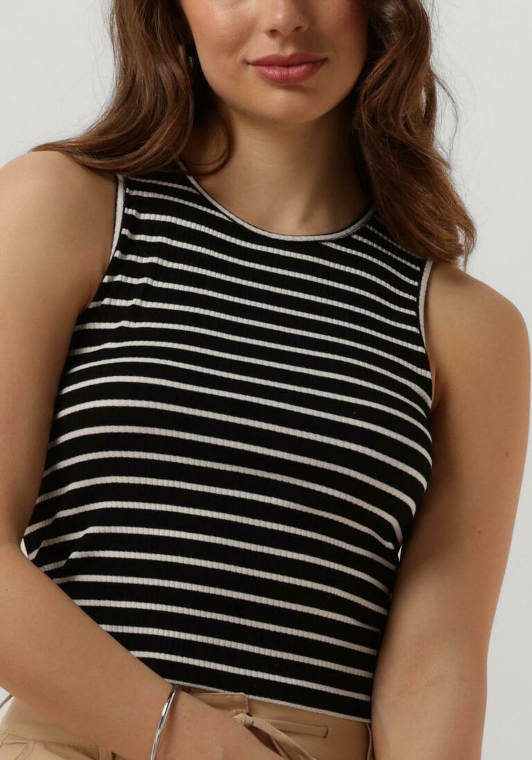 ANOTHER LABEL zwarte another label top abelia stripe top s/l