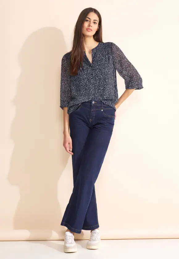 Chiffon Printbluse - deep blue