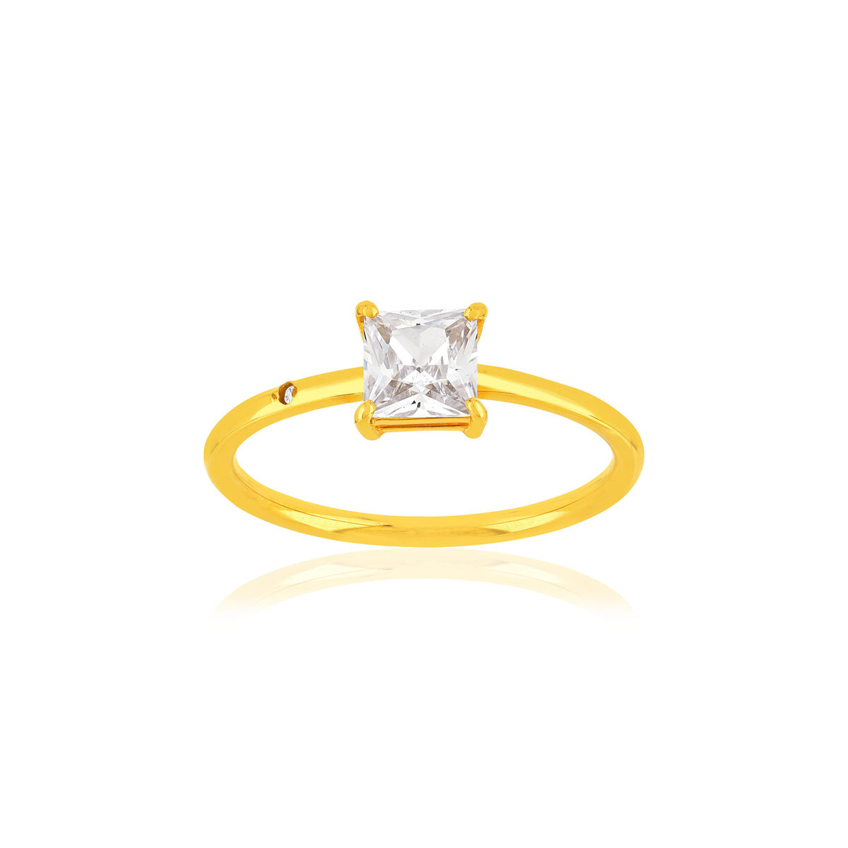 BAGUE or 375 jaune zirconias blancs