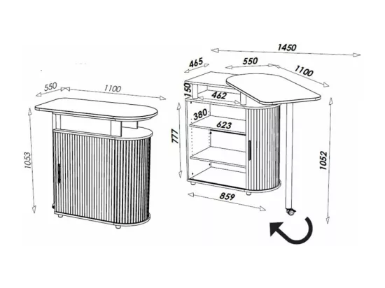 Mange-Debout Blanc Table Pivotante