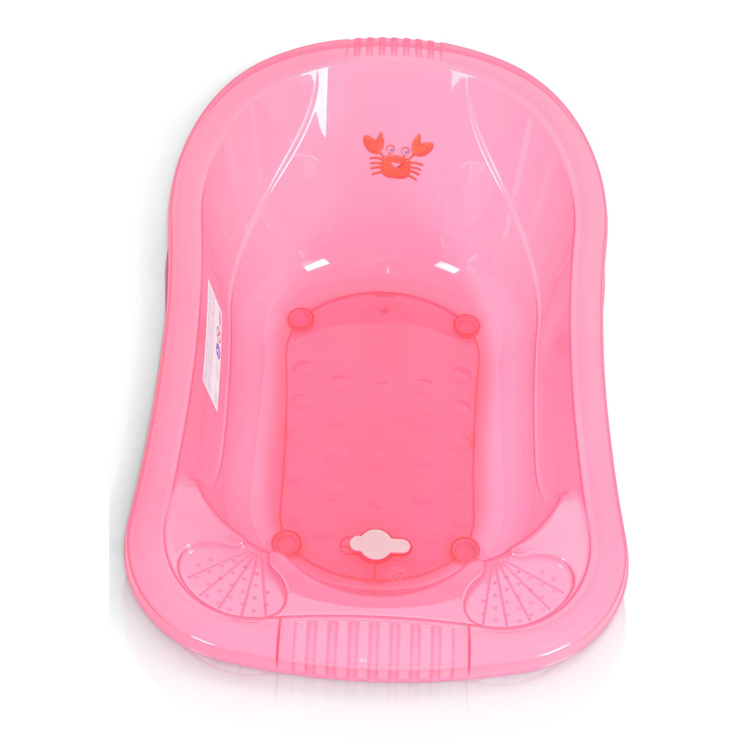 Moni Babybadewanne Omar 90 cm Transparent Wasserablauf Ablagefächer für Zubehör rosa