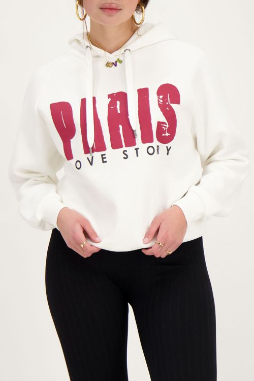 Witte hoodie Paris love story