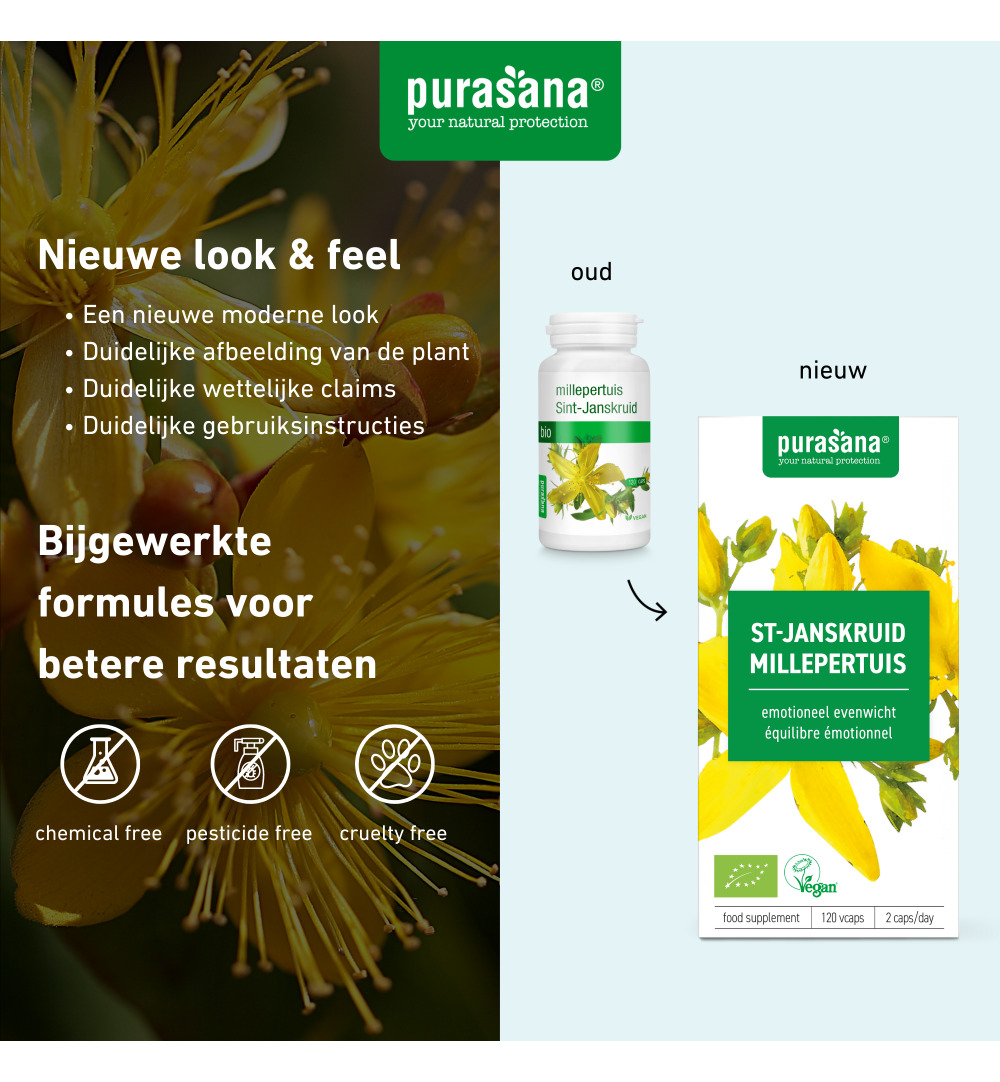 Purasana Sint Janskruid Millepertuis Vegan Bio (120 vega capsules)