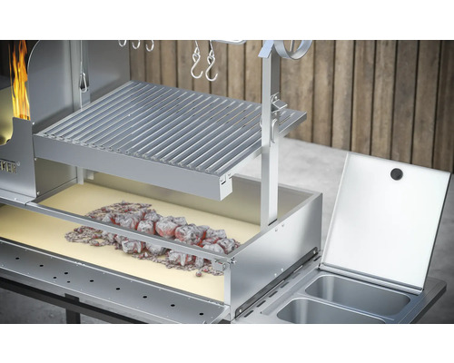 Tenneker® Asado houtskoolgrill AURORA TW inclusief zijplank, hittebestendige stenen & houtskoolschep