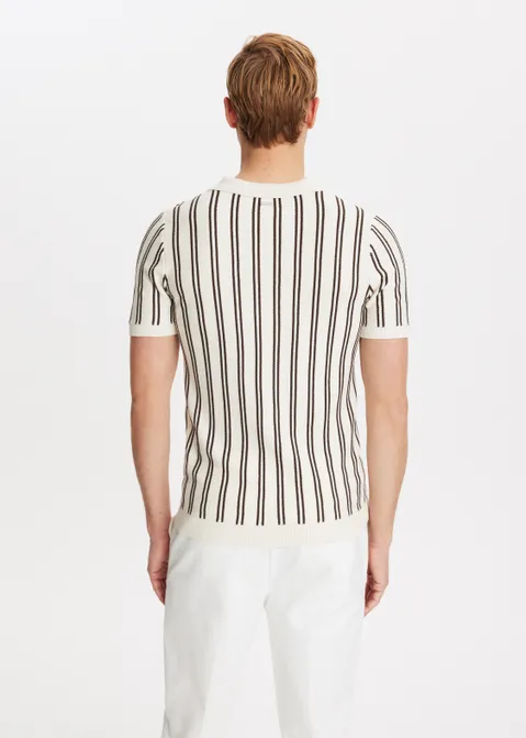 Johnny polo met strepen off-white (WIT.O)
