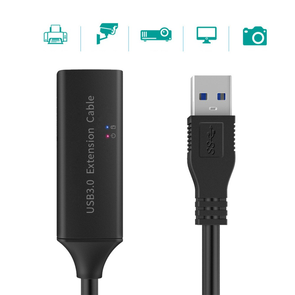 (10m) USB A auf USB 3.0 A-Buchse Aktives Verlängerungskabel Adapter Kabel mit 5 Gbit/s (Signalverstärkung) - Schwarz